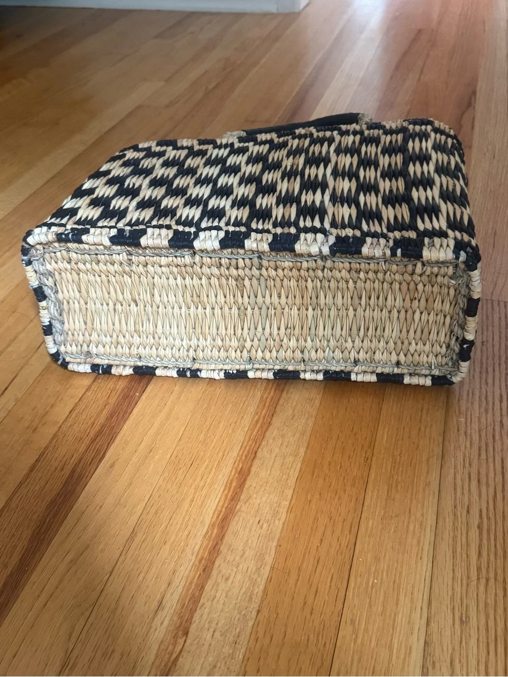 Always by The Sea Woven Navy and Natural Straw Tote